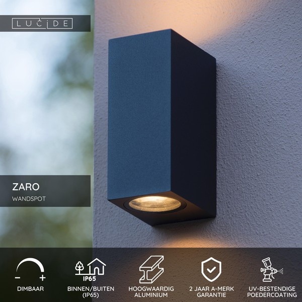Lucide Wandlamp buiten GU10 | Up & Down | Zaro | IP65 | Zwart LLU20590 - 4