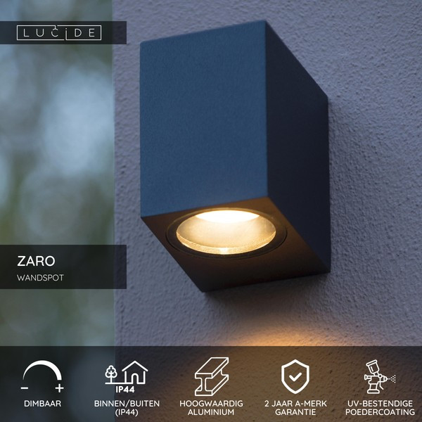 Lucide Wandlamp buiten GU10 | Zaro | IP44 | Zwart LLU20583 - 4