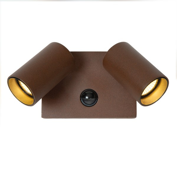 Lucide Wandlamp buiten op sensor | Emeric | 2200-2700-3000K | IP54 | Bewegingssensor | Roest bruin | 20W LLU20112 - 1