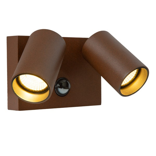 Lucide Wandlamp buiten op sensor | Emeric | 2200-2700-3000K | IP54 | Bewegingssensor | Roest bruin | 20W LLU20112 - 3