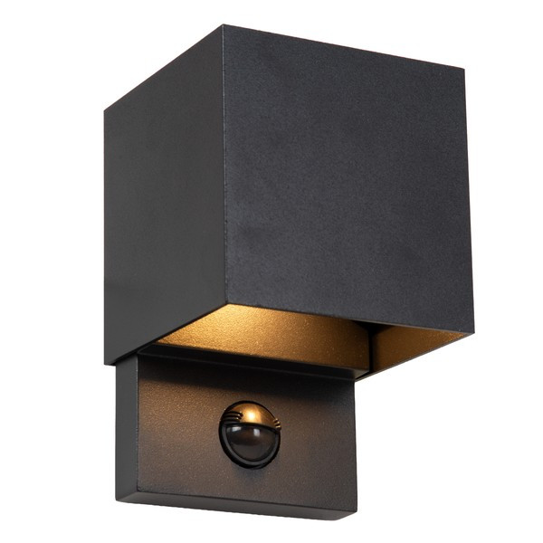 Lucide Wandlamp buiten op sensor | Tadzio | 2700-3300-4000K | IP65 | Bewegingssensor | Zwart | 7W LLU20410 - 1