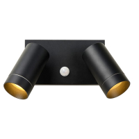 Lucide Wandlamp buiten op sensor 2x GU10 | Taylor | IP54 | Bewegingssensor | Zwart LLU20425