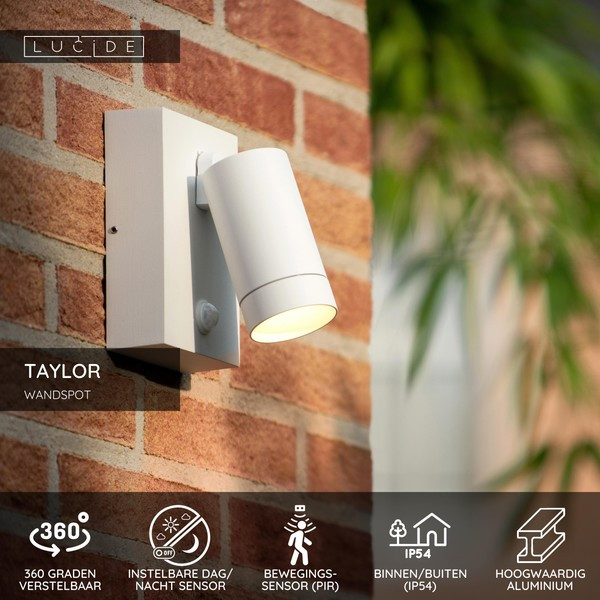 Lucide Wandlamp buiten op sensor GU10 | Taylor | IP54 | Bewegingssensor | Wit LLU20422 - 4