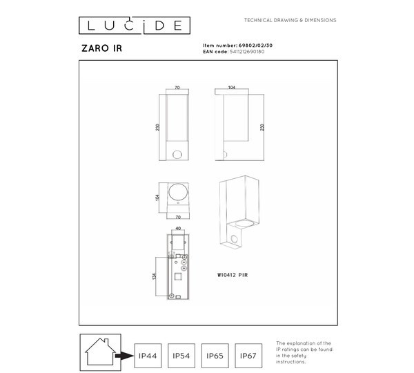 Lucide Wandlamp buiten op sensor GU10 | Up & Down | Zaro | IP65 | Bewegingssensor | Zwart LLU20588 - 5