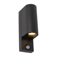 Lucide Wandlamp buiten op sensor GU10 | Up & Down | Zaro | IP65 | Bewegingssensor | Zwart LLU20589