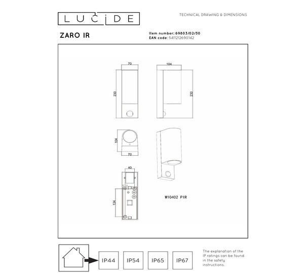Lucide Wandlamp buiten op sensor GU10 | Up & Down | Zaro | IP65 | Bewegingssensor | Zwart LLU20589 - 5