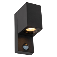 Lucide Wandlamp buiten op sensor GU10 | Zaro | Bewegingssensor | | IP65 | Zwart LLU20585