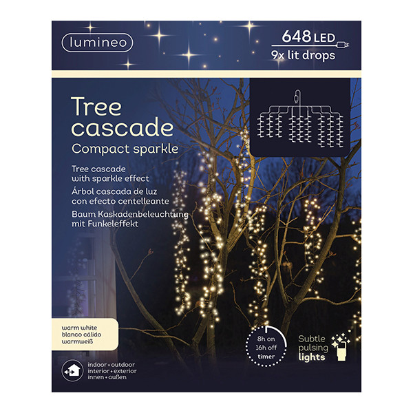 Cascadeverlichting cluster | 9 takken | Warm wit | Sparkle | 648 lampjes | Lumineo LLU00451 - 2