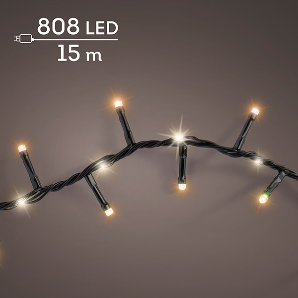 Chaser compact kerstverlichting 15 meter | Extra warm wit & warm wit | 808 lampjes | Lumineo LLU00501 - 2