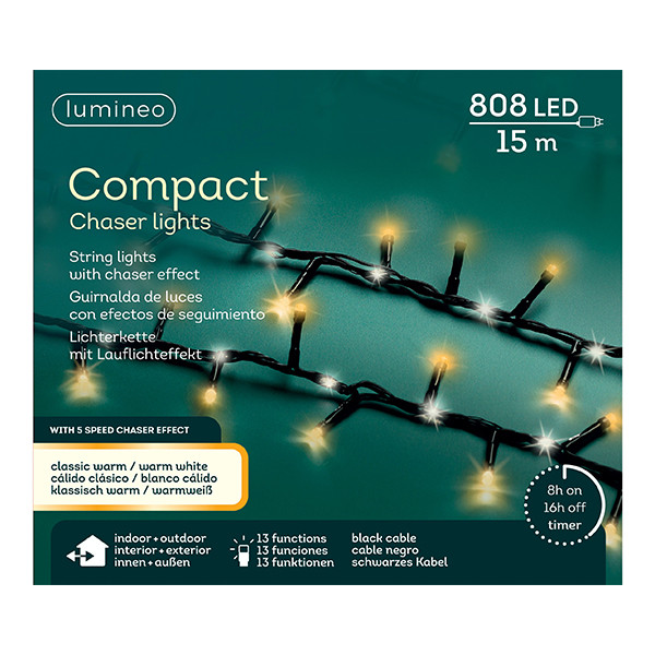 Chaser compact kerstverlichting 15 meter | Extra warm wit & warm wit | 808 lampjes | Lumineo LLU00501 - 4