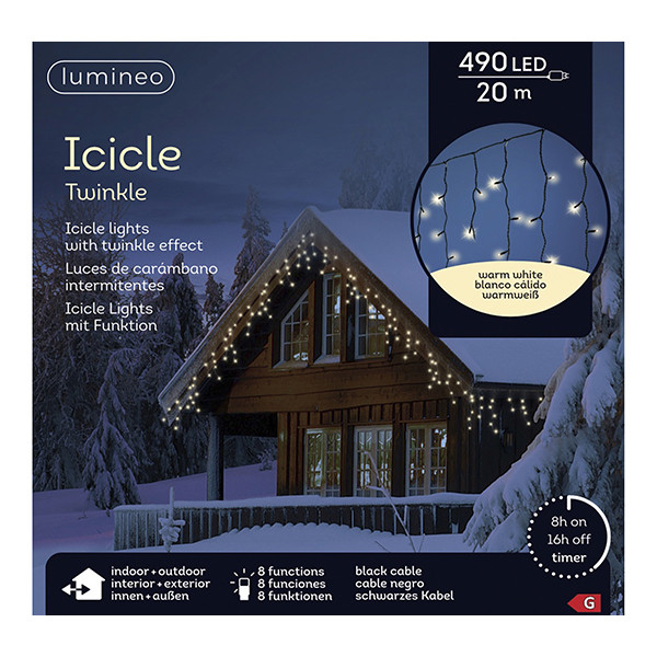IJspegelverlichting 20 meter | Warm wit | Twinkle effect | 490 lampjes | Lumineo LLU00491 - 2