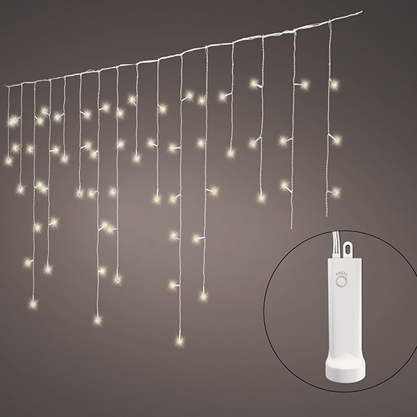 IJspegelverlichting op batterijen 7 meter | Warm wit met Twinkle effect | 192 lampjes met timer | Lumineo LLU00510 - 1
