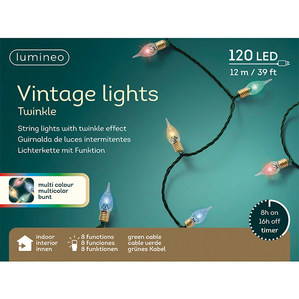 Kerstboomkaarsen | Vintage | 11.9 meter | Multicolor | 120 lampjes | Lumineo LLU00305 - 2