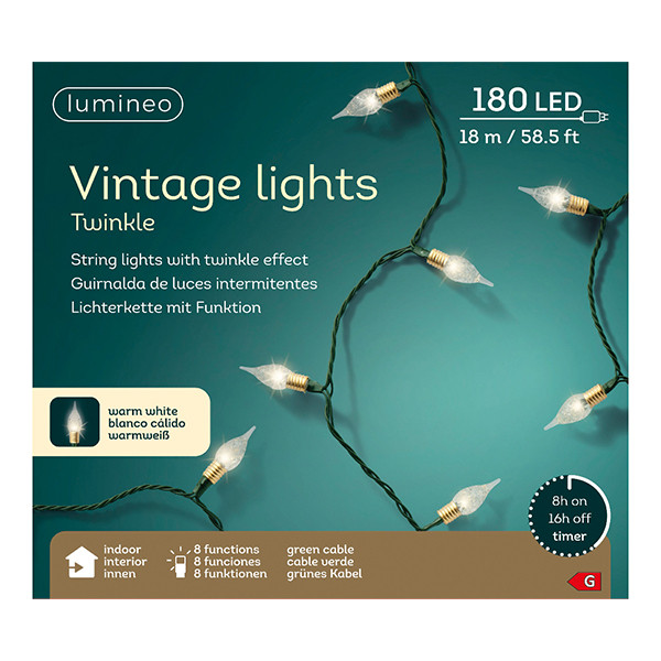 Kerstboomkaarsen | Vintage | 17.9 meter | Multicolor | 180 lampjes | Lumineo LLU00307 - 2
