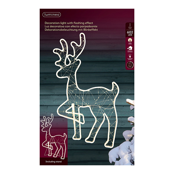 Kerstfiguur hert met verlichting | 50 x 82 cm | Warm wit | Twinkle effect | 602 lampjes | Lumineo LLU00466 - 2