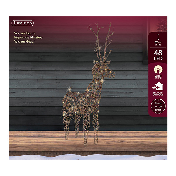 Kerstfiguur rendier met verlichting | 46 x 69 cm | Warm wit | 48 lampjes | Lumineo LLU00460 - 3