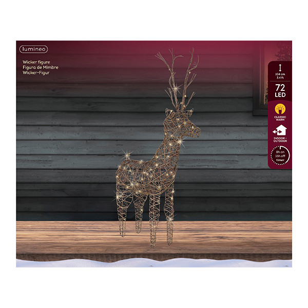 Kerstfiguur rendier met verlichting | 60 x 104 cm | Warm wit |  72 lampjes | Lumineo LLU00461 - 3