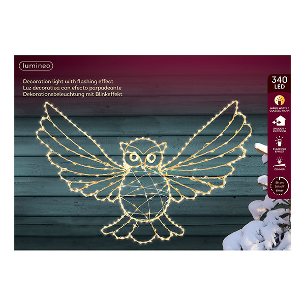 Kerstfiguur uil met verlichting | 54 x 39 cm | Twinkle effect | 340 lampjes | Lumineo LLU00447 - 2
