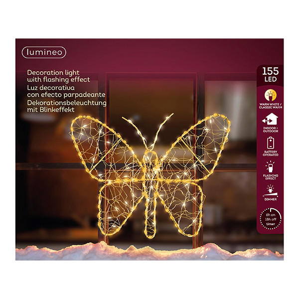 Kerstfiguur vlinder met verlichting op batterijen | 58 x 43 cm | Twinkle effect | 436 lampjes | Lumineo LLU00471 - 2
