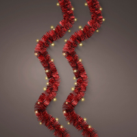 Kerstslinger met verlichting op batterij | 3 meter | 60 lampjes | Soft Gold | Kerstrood | Lumineo LLU00479