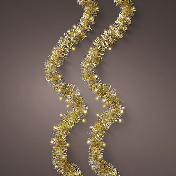 Kerstslinger met verlichting op batterij | 8.9 meter | 180 lampjes | Soft Gold | Goud | Lumineo LLU00481 - 1