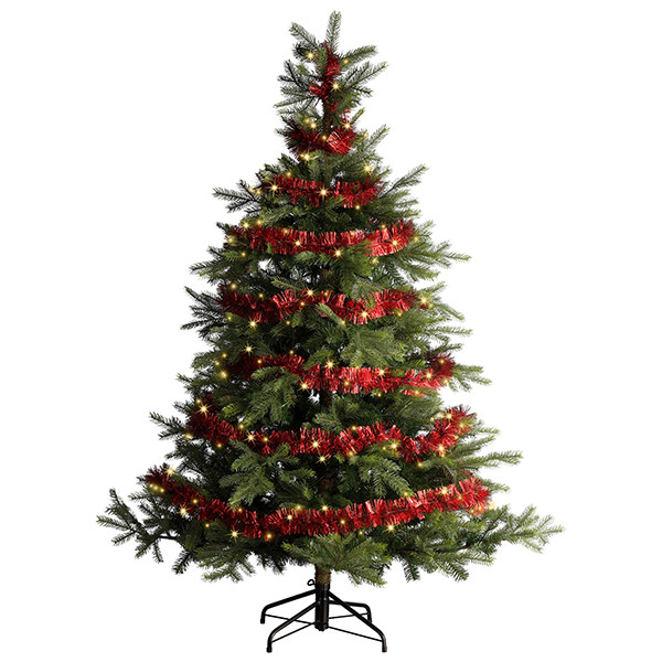 Kerstslinger met verlichting op batterij | 8.9 meter | 180 lampjes | Soft Gold | Kerstrood | Lumineo LLU00484 - 2