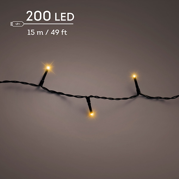 Kerstverlichting 15 meter | Duracharge oplaadbaar | Extra warm wit | 200 lampjes | Lumineo LLU00444 - 1