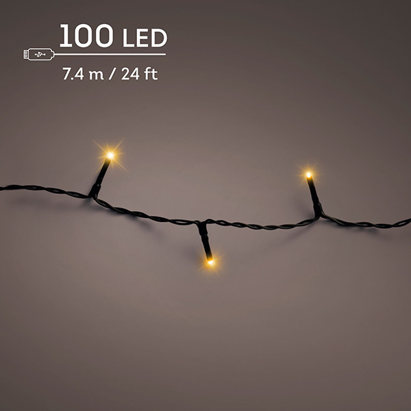Kerstverlichting 7.4 meter | Duracharge oplaadbaar | Extra warm wit | 100 lampjes | Lumineo LLU00442 - 1