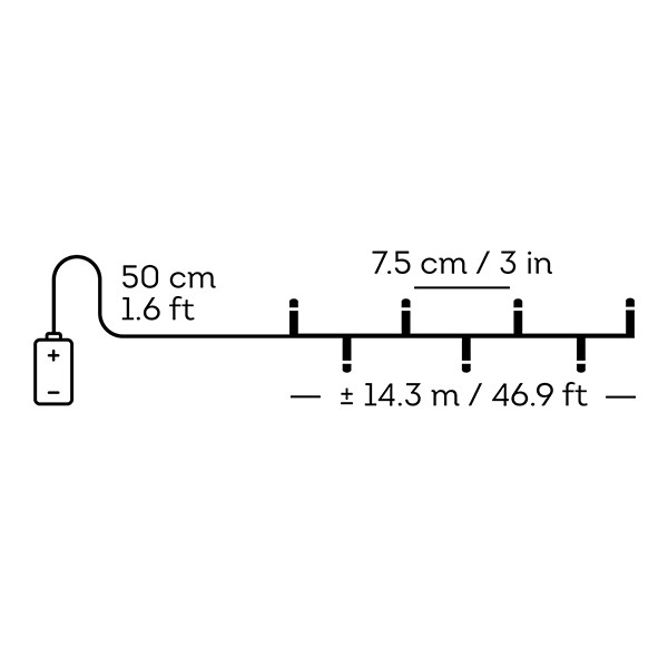 Kerstverlichting op batterijen 14.30 meter | Warm wit met Twinkle effect | 192 lampjes met timer | Lumineo LLU00509 - 5