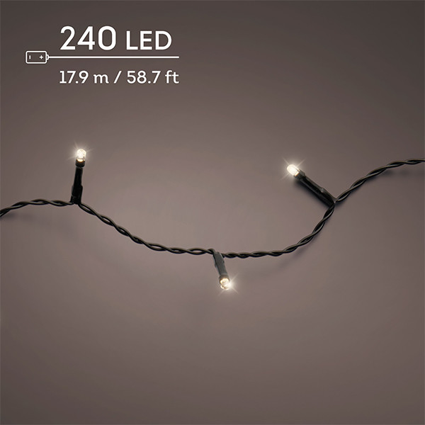 Kerstverlichting op batterijen 17.90 meter | Warm wit met Twinkle effect | 240 lampjes met timer | Lumineo LLU00515 - 1