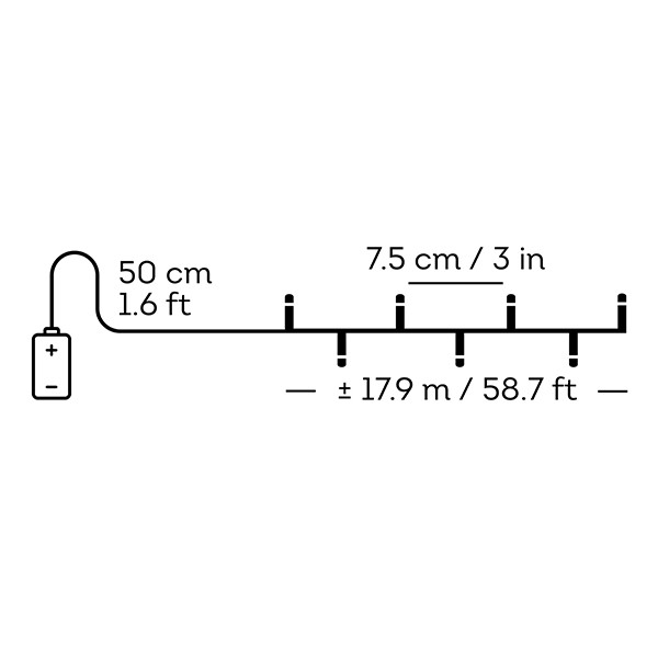 Kerstverlichting op batterijen 17.90 meter | Warm wit met Twinkle effect | 240 lampjes met timer | Lumineo LLU00515 - 5