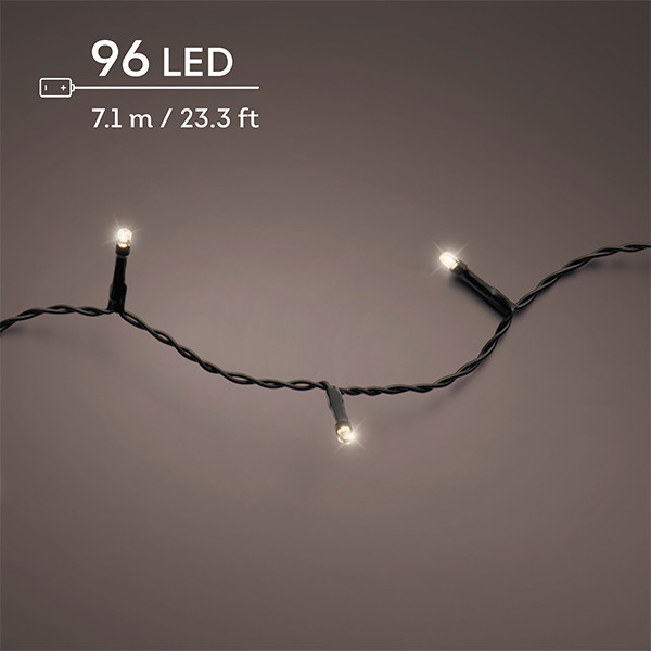 Kerstverlichting op batterijen 7.10 meter | Warm wit met Twinkle effect | 96 lampjes met timer | Lumineo LLU00508 - 1