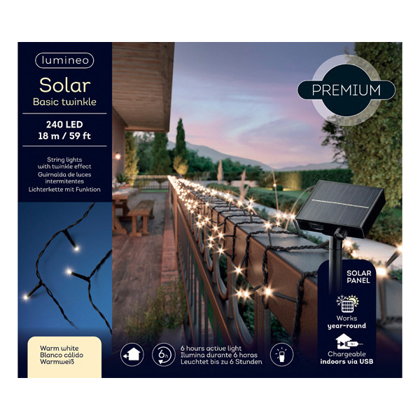 Lumineo Kerstverlichting op zonne-energie | 18 meter | Warm wit | 240 lampjes | Lumineo  LLU00212 - 4
