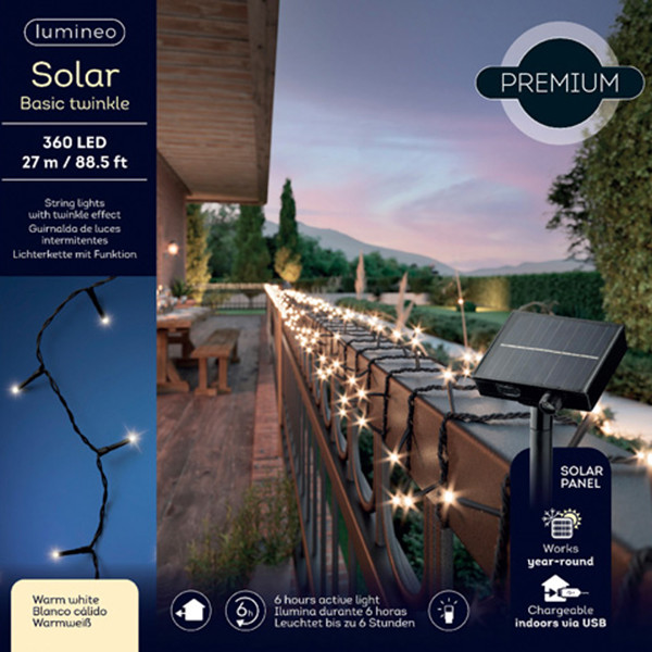 Lumineo Kerstverlichting op zonne-energie | 27 meter | Warm wit | 360 lampjes | Lumineo  LLU00213 - 4