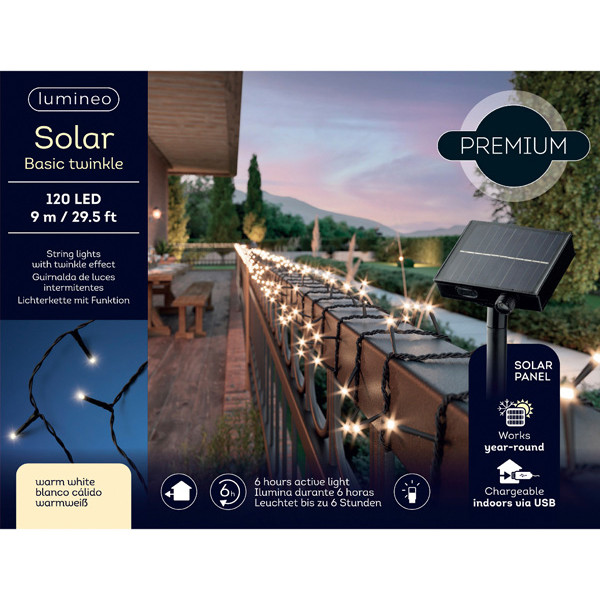 Lumineo Kerstverlichting op zonne-energie | 9 meter | Warm wit | 120 lampjes | Lumineo  LLU00211 - 4