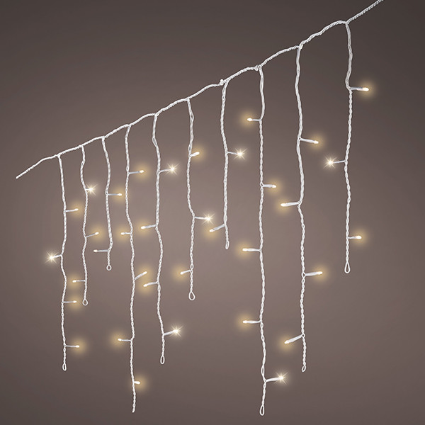 Koppelbare ijspegelverlichting 4.8 meter | Koud wit & soft gold | Flash effect | 180 lampjes | Witte kabel | Lumineo LLU00496 - 1