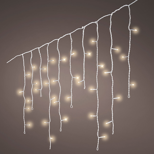 Koppelbare ijspegelverlichting 4.8 meter | Warm wit | Flash effect | 180 lampjes | Witte kabel | Lumineo LLU00495 - 1