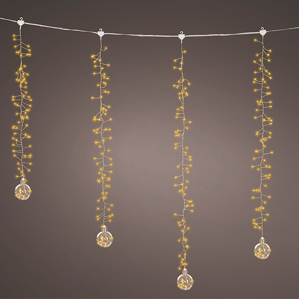 Lichtgordijn met kerstbal | 120 x 120 cm | Warm wit | Twinkle effect | 400 lampjes | Lumineo LLU00470 - 1