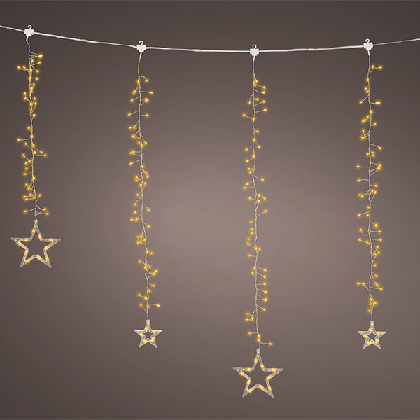 Lichtgordijn met ster | 120 x 120 cm | Warm wit | Twinkle effect | 300 lampjes | Lumineo LLU00469 - 1