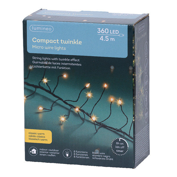 Micro led lichtsnoer 4.5 meter | Extra warm wit | 360 lampjes | Lumineo LLU00310 - 4