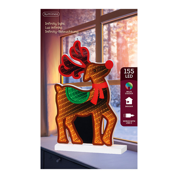 Neon Infinity Light kerst rendier | 27 cm | RGB | 155 lampjes | Lumineo LLU00293 - 2