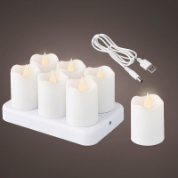 Lumineo Oplaadbare led kaarsen	| 6 x 4 cm | Wit | Bewegende vlam | 6 stuks | Lumineo  LLU00267