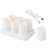 Lumineo Oplaadbare led kaarsen	| 6 x 4 cm | Wit | Bewegende vlam | 6 stuks | Lumineo  LLU00267 - 2