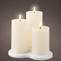 Lumineo Oplaadbare led kaarsen | 7,5 x 10 cm, 12,5 cm, 17 cm | Creme | 3D vlam | 3 stuks | Lumineo  LLU00246