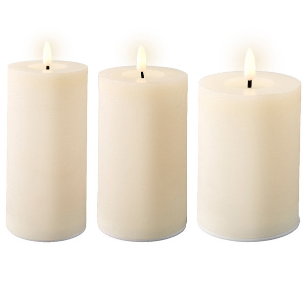 Lumineo Oplaadbare led kaarsen | 7,5 x 10 cm, 12,5 cm, 17 cm | Creme | 3D vlam | 3 stuks | Lumineo  LLU00246 - 2