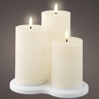 Oplaadbare led kaarsen | 7,5 x 10 cm, 12,5 cm, 17 cm | Creme | 3D vlam | 3 stuks | Lumineo LLU00246