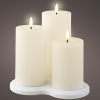 Oplaadbare led kaarsen | 7,5 x 10 cm, 12,5 cm, 17 cm | Creme | 3D vlam | 3 stuks | Lumineo