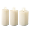 Oplaadbare led kaarsen | 7,5 x 10 cm, 12,5 cm, 17 cm | Creme | 3D vlam | 3 stuks | Lumineo LLU00246 - 2