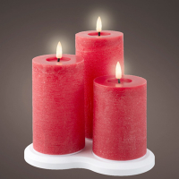 Lumineo Oplaadbare led kaarsen | 7,5 x 10 cm, 12,5 cm, 17 cm | Rood | 3D vlam | 3 stuks | Lumineo  LLU00247