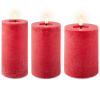 Lumineo Oplaadbare led kaarsen | 7,5 x 10 cm, 12,5 cm, 17 cm | Rood | 3D vlam | 3 stuks | Lumineo  LLU00247 - 2